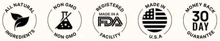 All Natural, Non-GMO, FDA Registered Facility, Made in USA, 60-Day Guarantee